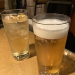 NAKAMEGURO TERRACE - 奥:山崎ソーダ割　1,540円　　手前　アサヒスーパードライ　550円