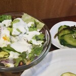 キッチン ブルー グローブ - サラダ、お新香のアップ