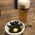 鳥良商店 - 生ビール一番搾り、お通し