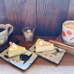 カフェ ケシパルーフ - 2人のチーズケーキとドリンク♡