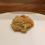 虹吉 - 渡り蟹（愛媛県四阪島産、雌、750g）のリゾット、渡り蟹の蟹味噌＆内子載せ