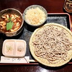 手打ち蕎麦 ひろ - 鶏としめじ汁のつけそば＋たぬき飯