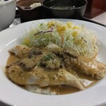 Matsuya - 粒マスタードのチキンフリカッセ定食と、ポテサラ