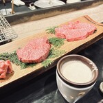 肉匠なか田 - 右側　ラムシン　左側　横隔膜（ハラミ）