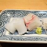 日本料理FUJI - アオリイカ、鯛のお造り