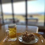 岬の湯　しゃこたん - 料理写真:生ビール　イカゲソ