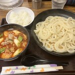 武蔵野うどん 藤原 - 旨辛肉汁うどん並＋追い飯