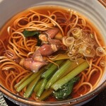 板前心 菊うら - ホタルイカと小松菜のそば