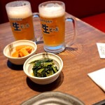 Azumaya - お通し2種・単品飲み放題　生ビール
