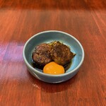 Kyoto duck meatballs and egg yolk from Ajiho egg