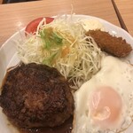 キッチンオニオン - オニオンバターソースのハンバーグ＋牡蠣フライ