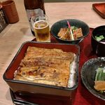 Kawa shou - ●夕食。単品。瓶ﾋﾞｰﾙ715+うな重(特上)4950+蒲焼4290+ｳｻﾞｸ1320+肝串715=11,990円 