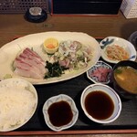 Shokujidokoro Mantoku - カンパチとアジタタキ定食