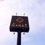 塚本鮮魚店 - 道路沿いの看板。