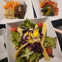 老舗精肉店直送 千種焼肉 飛騨牛の奴隷 千種店 - 奴隷のサラダ、ナムル、キムチ