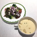 ル・ブラン - サラダ、コーンポタージュスープ