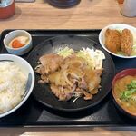 野郎めし - 料理写真:しょうが焼き＆カキフライ定食
