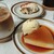 PASS COFFEE - 料理写真:プリンとカフェラテ、奥はティラミスと本日のコーヒー