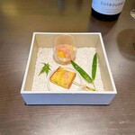 KINO - 甘えびのマリネ＆春ニンジンのババロア、夏野菜のケーク・サレ