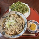 彦三 - 冷やがけそば、かき揚げ