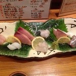 たいのたい - お造り盛り合わせ。鉄板ですね。