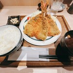 豊洲場外食堂魚金 - アジフライ定食_¥1,100