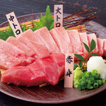 Cross-section of bluefin tuna sashimi