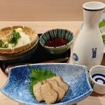 三平 - 生保内産善五郎豆腐＆いぶりがっこ＆出羽鶴