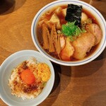 Raxamensugimoto - 【醤油特製らぁ麺】(¥1800)+【名古屋コーチン玉子かけご飯】(¥350)