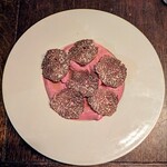 島田料理店 - レバーだよなたしか。トリュフはクリスマスに使ったものがあったので乗せてくれました。