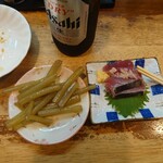 立飲み たきおか - ふき煮、カツオ刺し