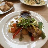 fish&wine BLUE OCEAN GRILL - チキングリルランチ。かぼちゃやポテトもあってお腹いっぱい