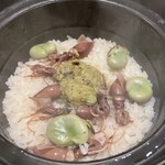 Yoyogihachimaｎ BISTRO NONKI - ホタルイカとそら豆の炊き込みごはん@1,680円