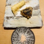 鮨 一二郎 - ホワイトアスパラと蛸の桜煮の天ぷら