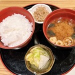 慈秀 - ちりめん山椒御飯  赤だし  香の物