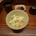 Kaiseki Ensou - 桜海老と筍の抱き込み｡季節の炊き込みも楽しみの一つ｡ここまでに〝溜まってしまう〟自分の胃袋のキャパが〝恨めしい〟