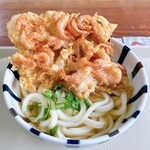 山下うどん - 芝えびのかき揚げ+かけうどん