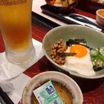 Ootoya - お豆腐ねばねば小鉢と生ビール中ジョッキ