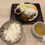 骨付鳥 歩 - 釜焼き1分ハンバーグ定食　鬼おろしポン酢