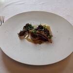 マダム・トキ - 太刀魚のムニエル 富山県産ホタルイカと丹波篠山イノシシのベーコン ソースブールノワゼット