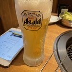 牛角 - 今日は牛タンをたらふく食べたくなり牛角に伺いました！堪能コース+ドリンク飲み放題です。まずは生ビールをいただきます。