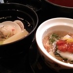 蛤のすまし、昆布しんじょう