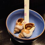 稲城 ヨロシク寿司 - お通しのつぶ貝