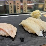 Sushi Uogashi Nihonichi - 炙り中トロ　炙りえんがわ