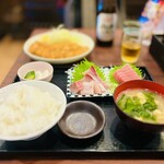 さくら食堂 - 刺身盛り合わせ(2点・マグロとブリ)定食