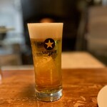 パラダイス ピザ - こちらの黒生はとても旨い、注ぎ方が抜群！