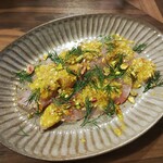 うまいもん酒場　ひのえさる - 真鯛のカルパッチョ　レモン＆ピスタチオソース