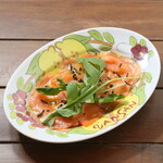 Truffle-flavored smoked salmon carpaccio