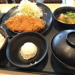 松のや - 鬼おろしポン酢別添ロースカツ定食　（ポテサラ）←アイスみたい