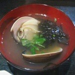 屋台の天ぷら　水の冠 - はまぐりと岩海苔の吸い物